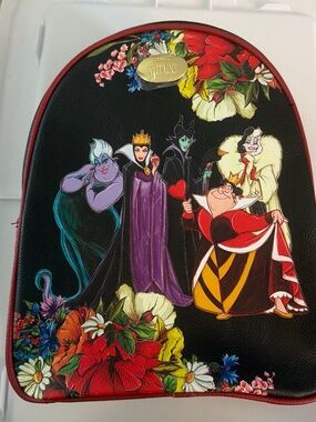 Loungefly Black Disney Villains Floral Mini Backpack